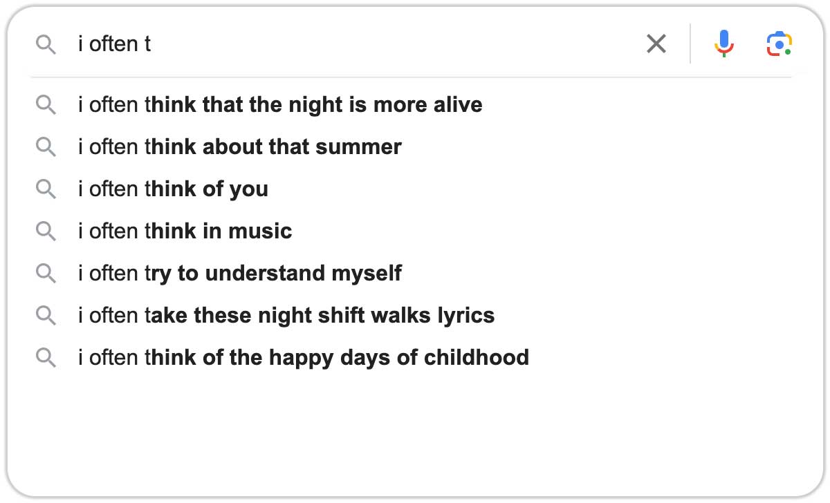 Reflective Searches: ‘I Often Think’ in Google Autocomplete