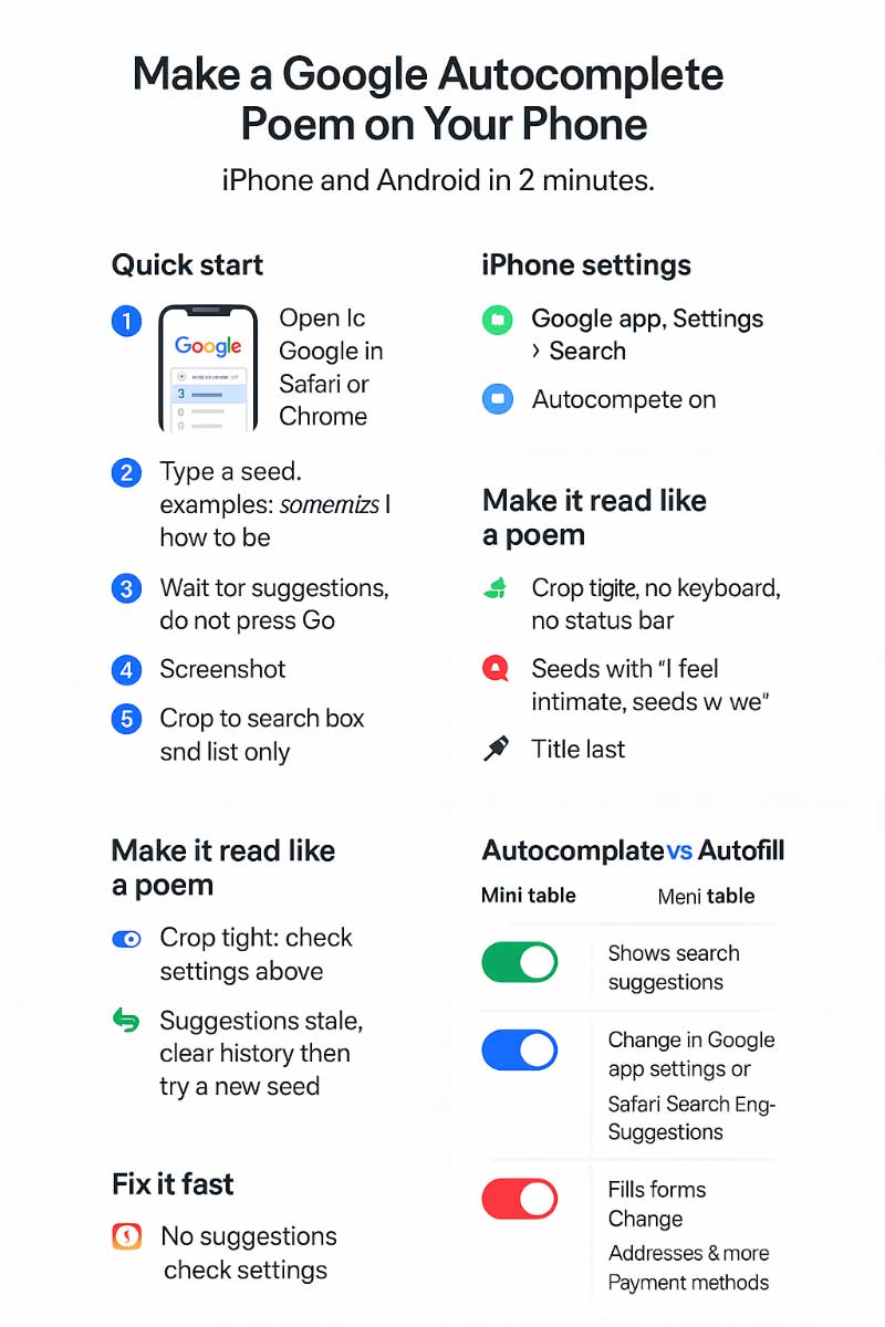 Make a Google Autocomplete
Poem on Your Phone
