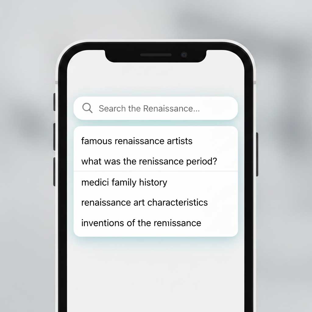 Autocomplete for did the renaissance, mobile US.