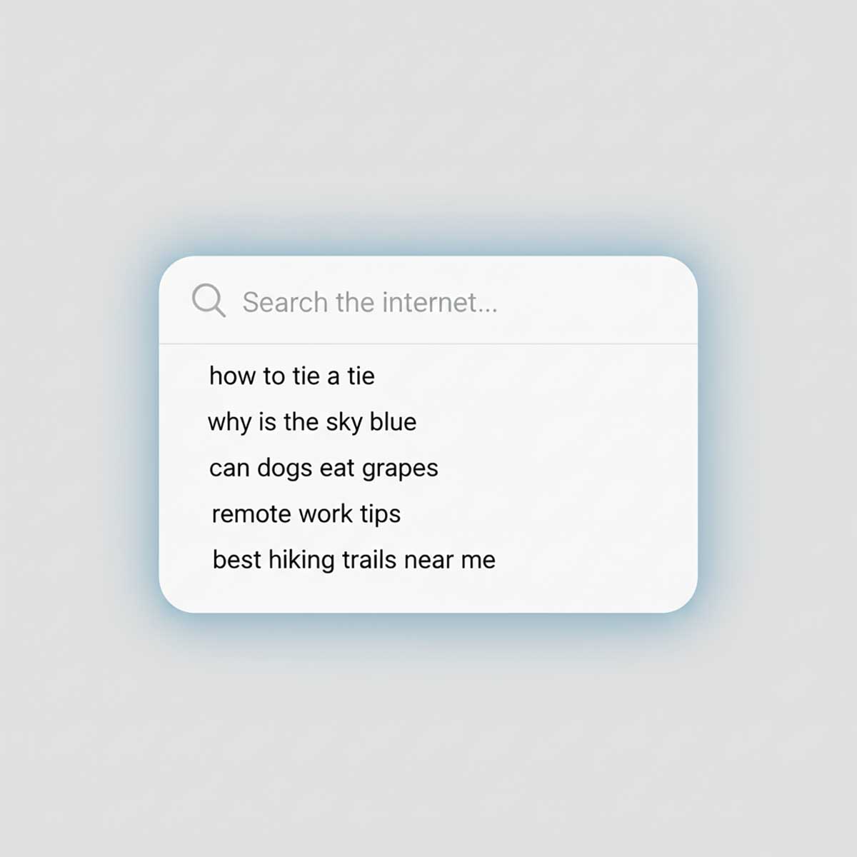 Example screenshot crop of an autocomplete box with a clear highlight around the suggestion list.